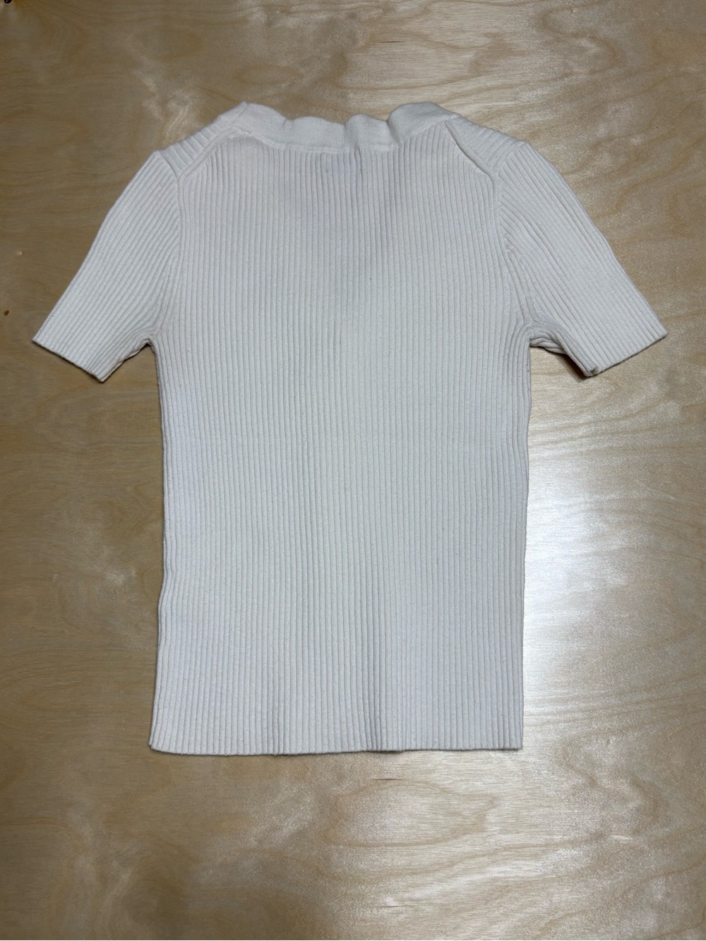 J. Crew Ivory Ribbed Short-Sleeve Button Front Top - Picture 3 of 3